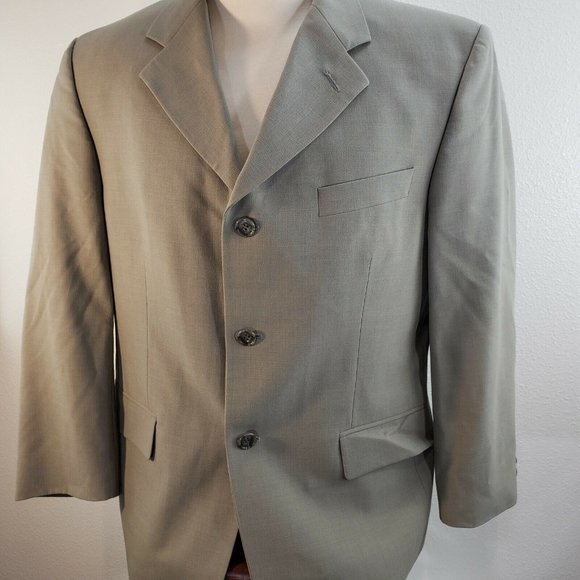 Alexandre London Savile Row‎ Suit Jacket Sports Coat Wool 2 Button 40S Gray Sage - Picture 8 of 12